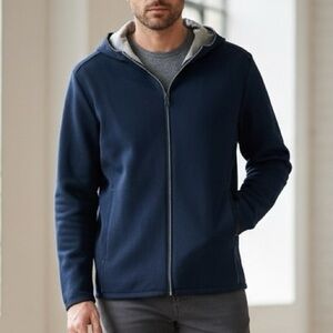 PHIL PETTER Navy Blue Double-Face Full-Zip Knit Hoodie Jacket